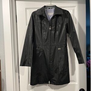 Chill black rain resistant polyester coat
